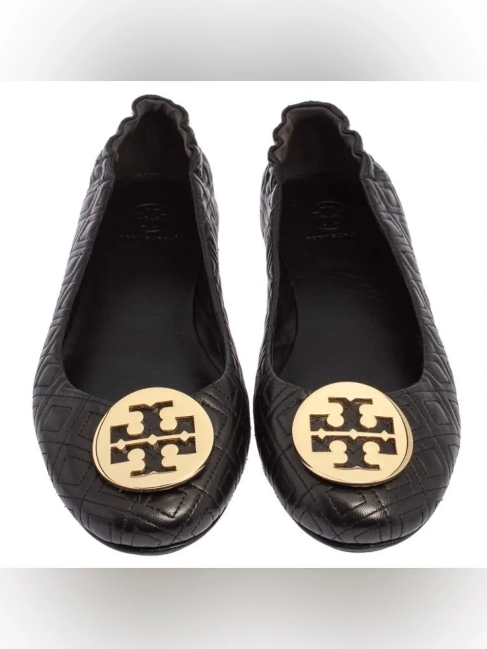 Tory Burch Quilted Minnie Ballet Flat in Perfect Black/Gold MSRP$238 Size 8